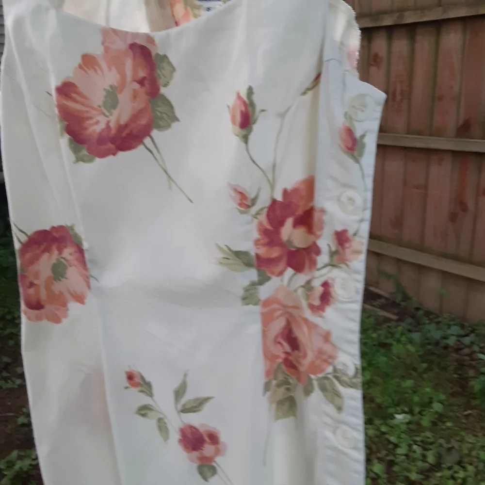 Vintage y2k Newport News thick cotton side button floral dress in 6 - Picture 5 of 9
